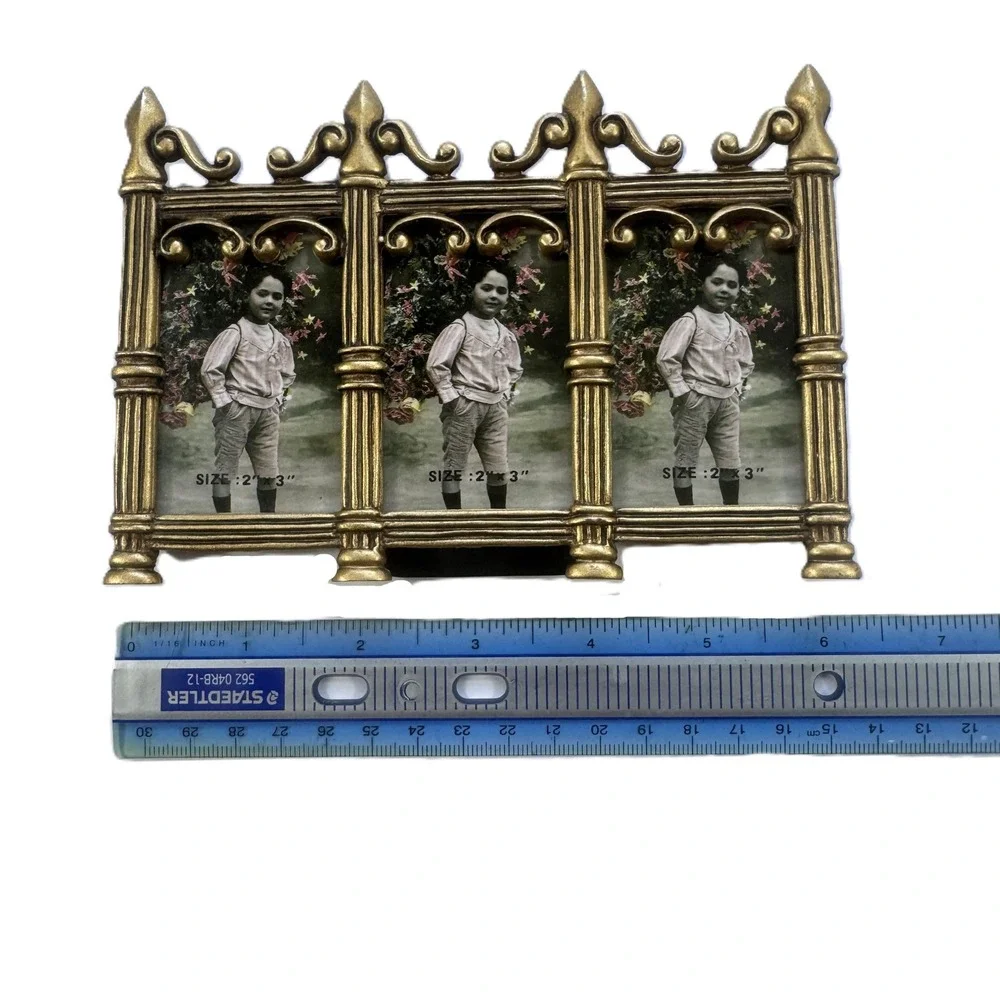 Ornate Metal Photo Frames Set of 3 Ornate Brass Silver Victorian Gothic Vintage
